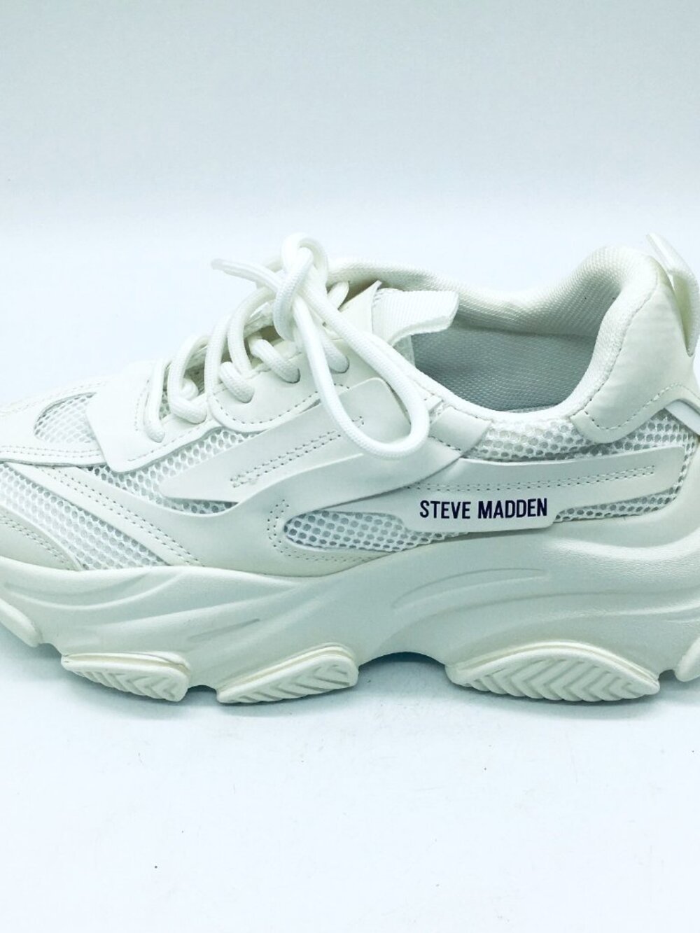 Steve Madden Z2557* Womens White Possession Lace-Up Sneakers Size 7.5 M